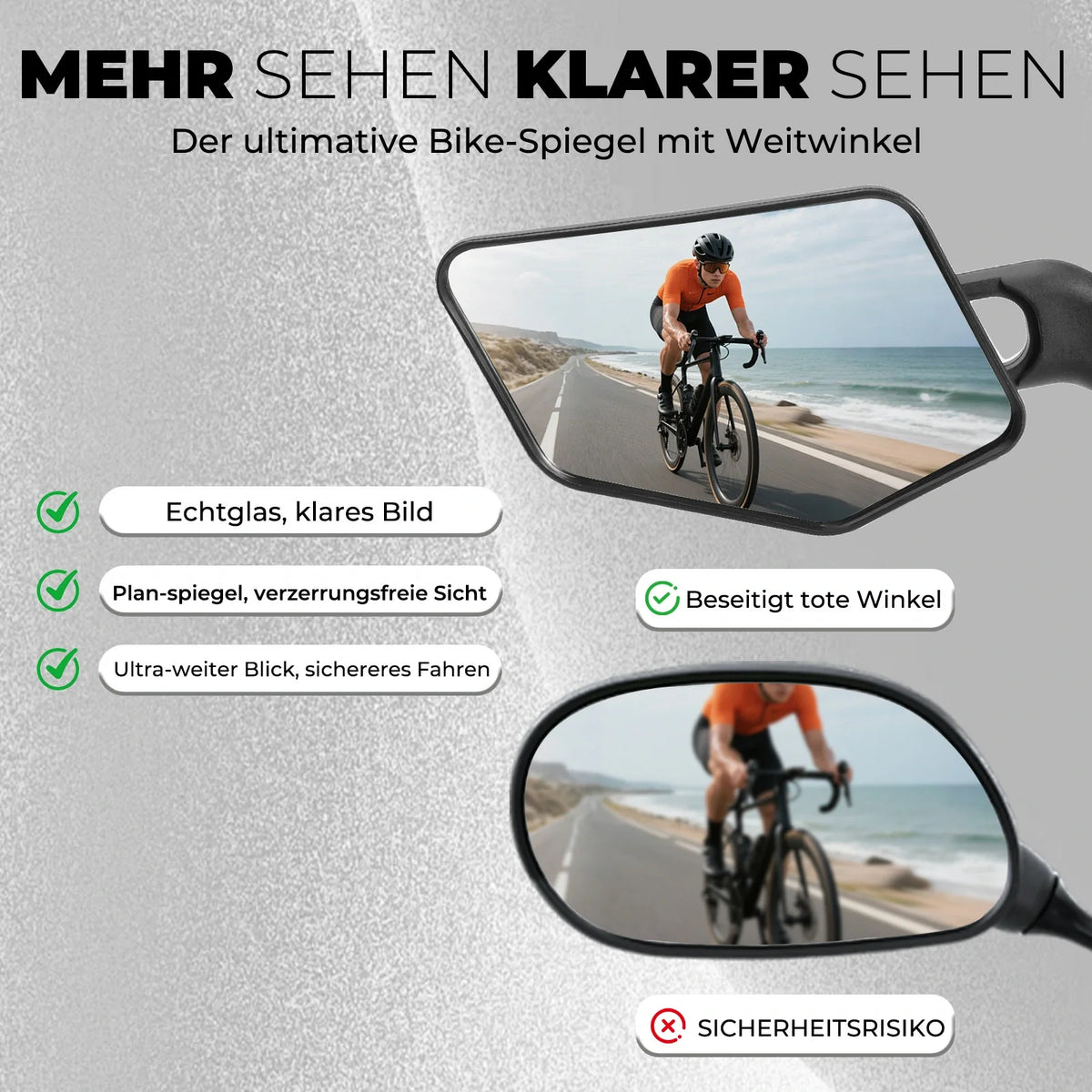 ROCKBROS Espejo de bicicleta HD Espejo retrovisor de bicicleta seguro para manillares