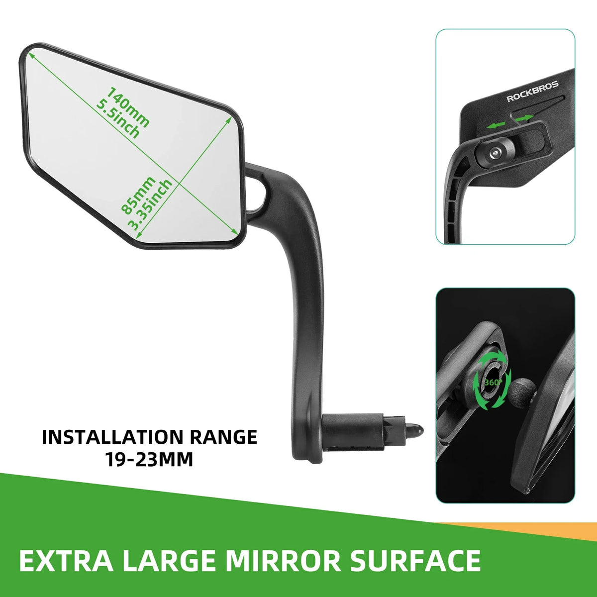 ROCKBROS Espejo de bicicleta HD Espejo retrovisor de bicicleta seguro para manillares