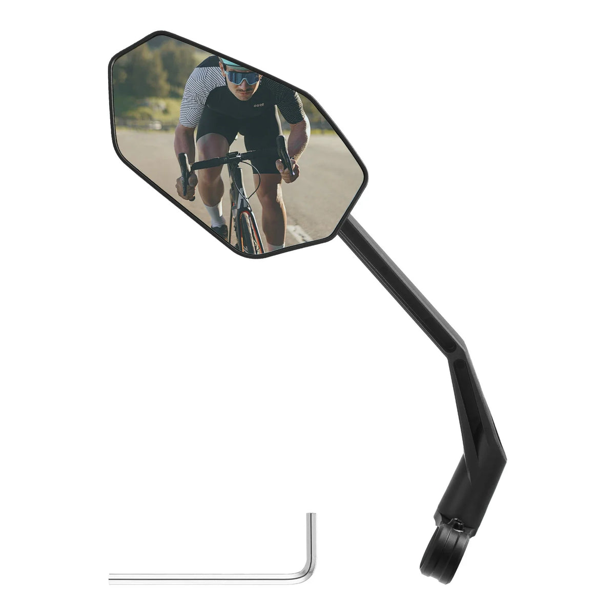 Espejo de bicicleta ROCKBROS, Ajustable 360° Sin Deslumbramiento, Espejo Retrovisor Convexo con Cristal HD Irrompible