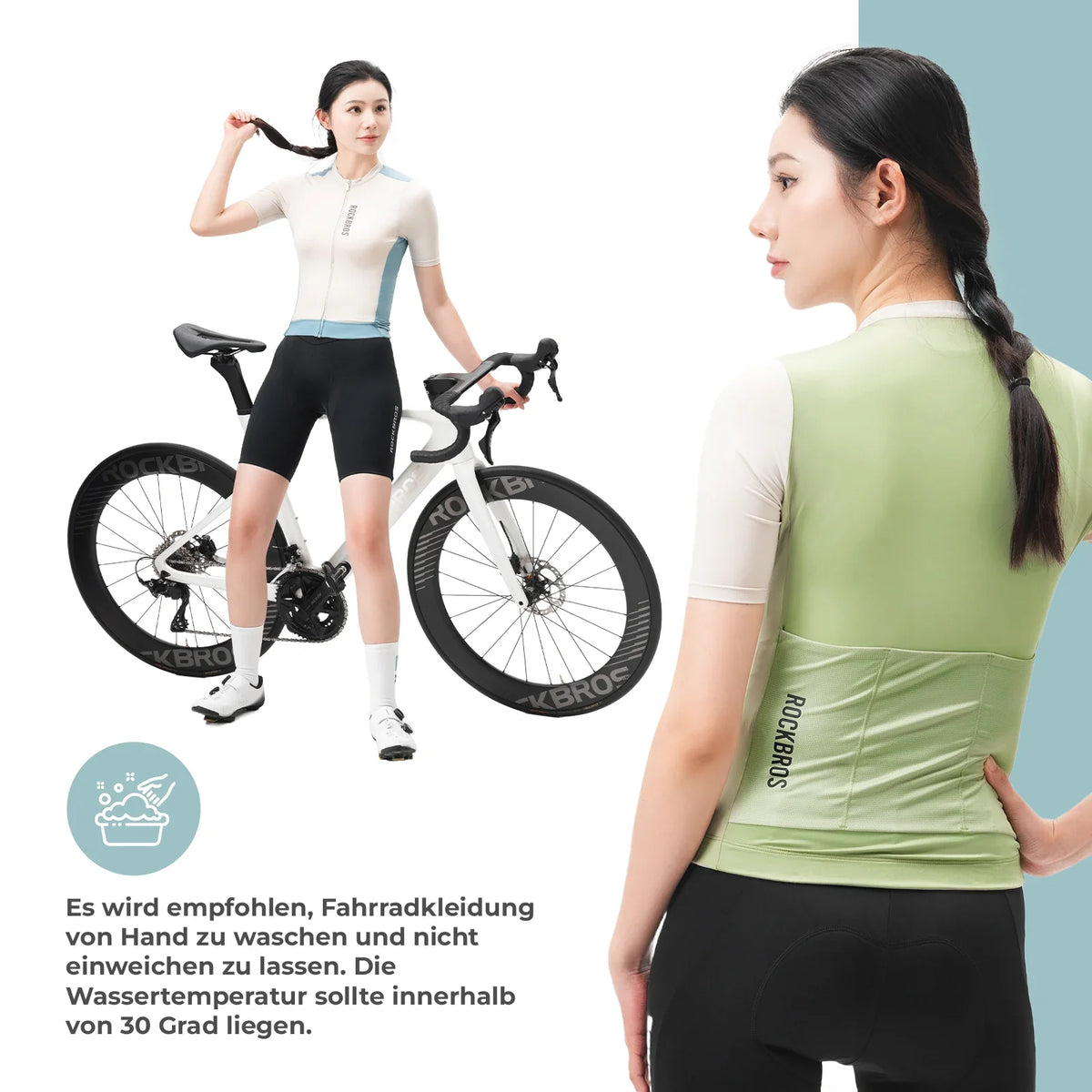 ROCKBROS Maillot de Ciclismo Mujer Verano Manga Corta Transpirable Camiseta de Ciclismo