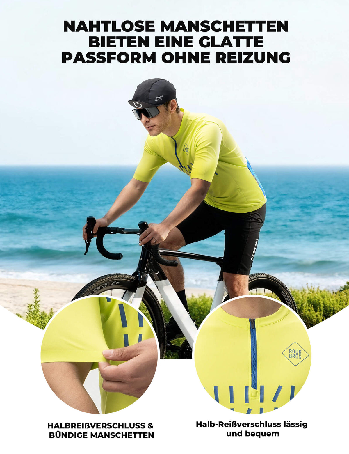 ROCKBROS Maillot de Ciclismo de Manga Corta para Hombre Transpirable y de Secado Rápido Jersey Reflejante
