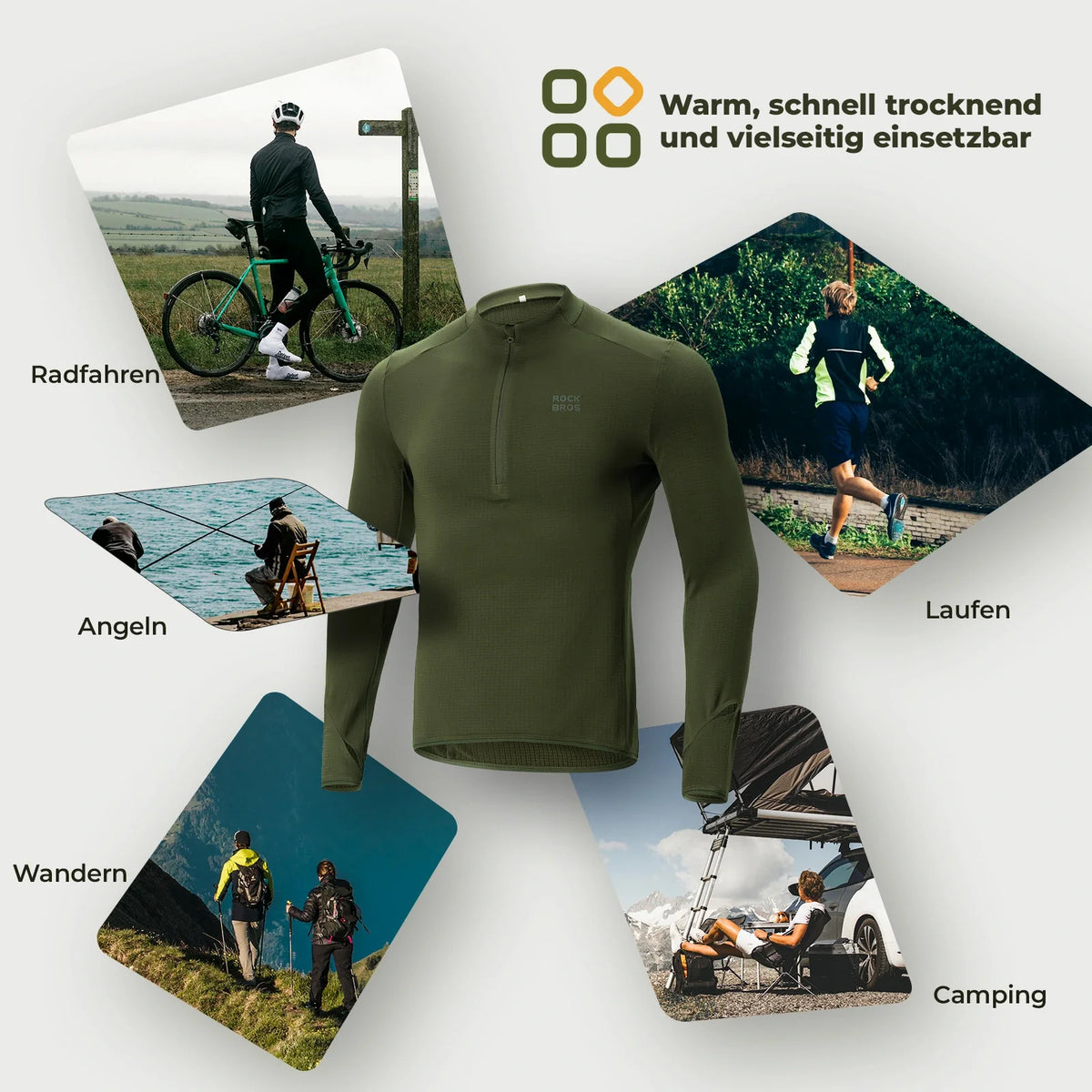 ROCKBROS Maillot de Ciclismo Camiseta de Ciclismo Manga Larga Hombre Invierno Cálida Fleece Secado Rápido Transpirable