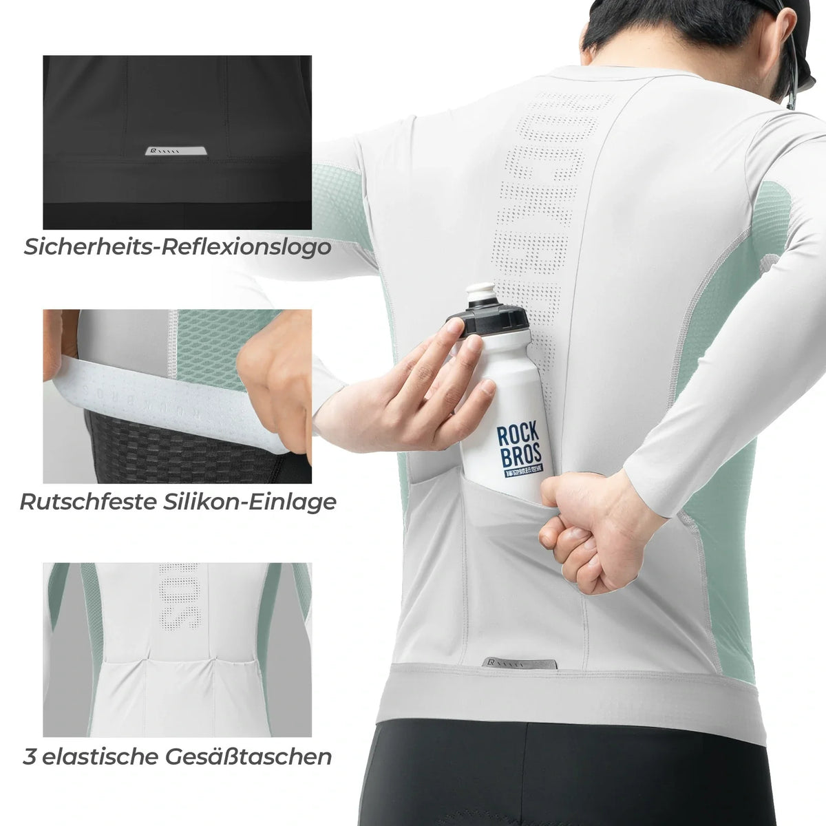 ROCKBROS Maillot de Ciclismo Manga Larga Hombre, Transpirable y de Secado Rápido, Elástico