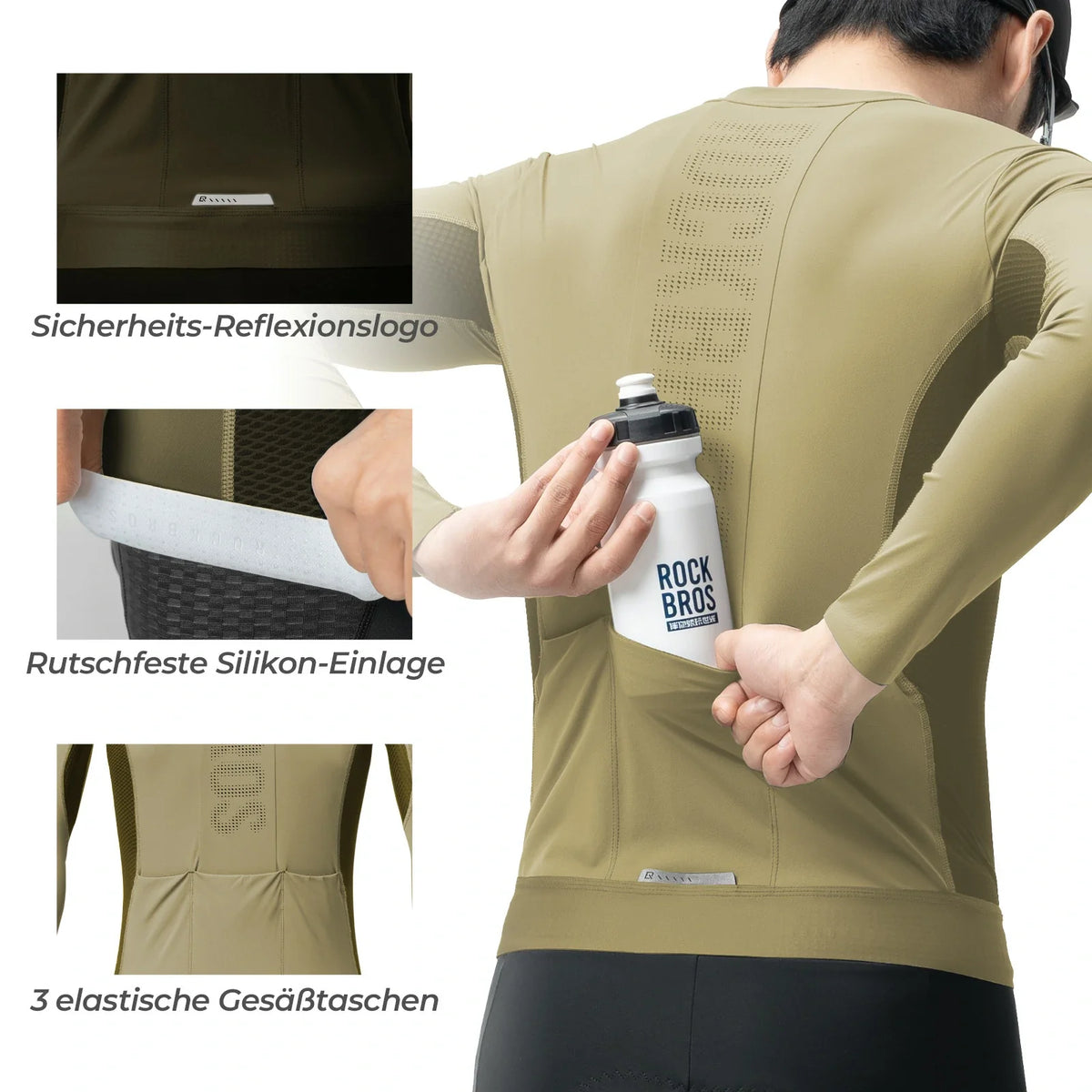 ROCKBROS Maillot de Ciclismo Manga Larga Hombre, Transpirable y de Secado Rápido, Elástico