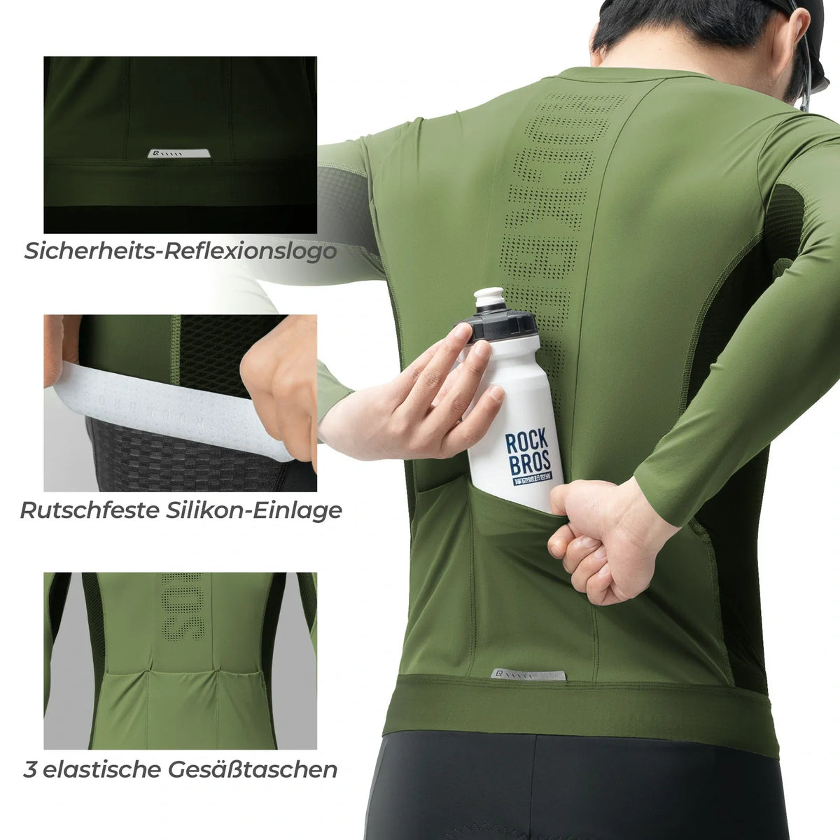 ROCKBROS Maillot de Ciclismo Manga Larga Hombre, Transpirable y de Secado Rápido, Elástico