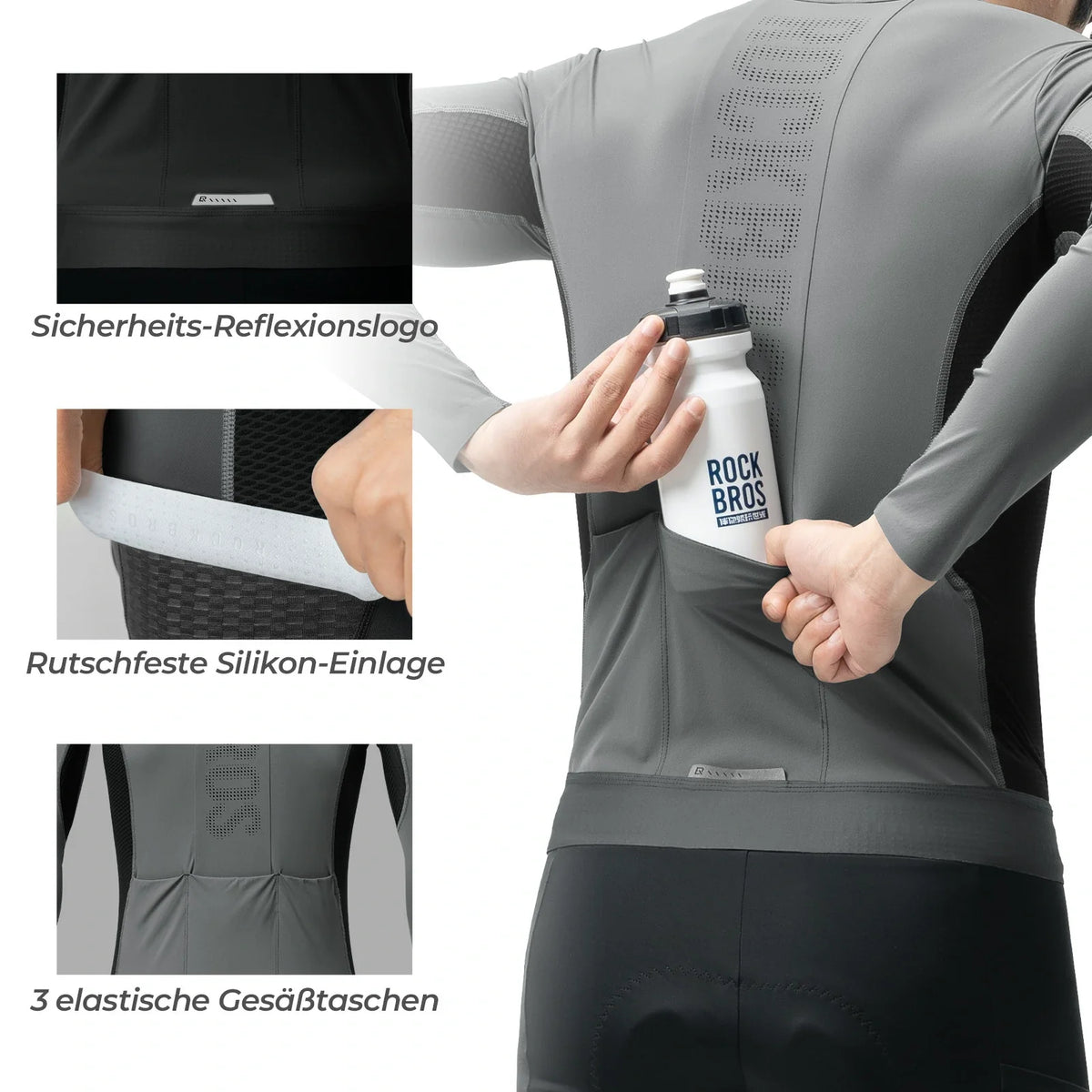 ROCKBROS Maillot de Ciclismo Manga Larga Hombre, Transpirable y de Secado Rápido, Elástico