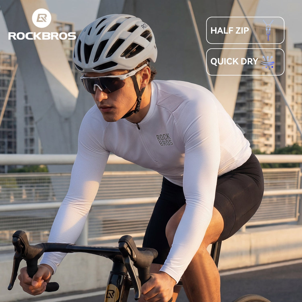 ROCKBROS Maillot de Ciclismo de Manga Larga con Cremallera Frontal Corta - Modelo YDCX011