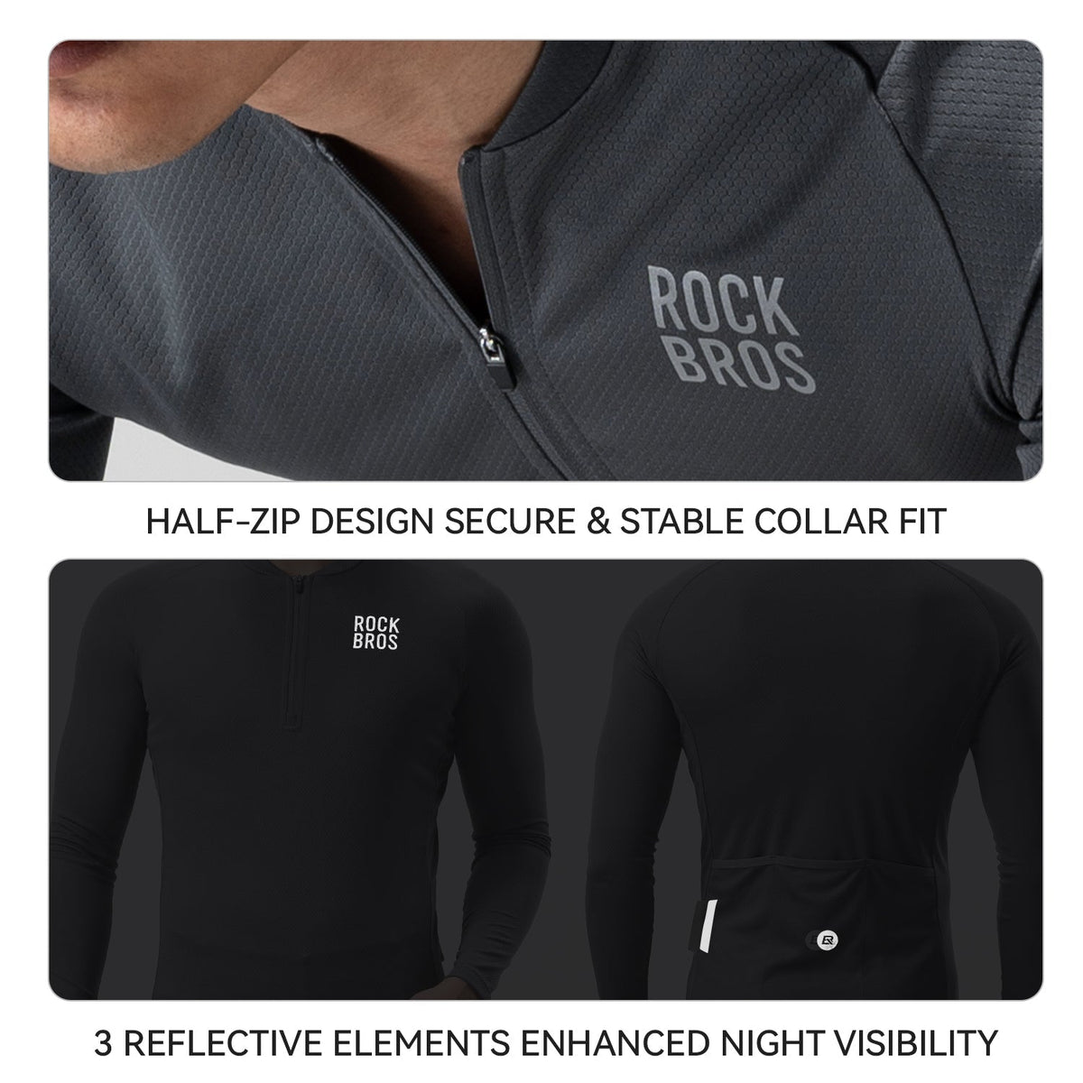ROCKBROS Maillot de Ciclismo de Manga Larga con Cremallera Frontal Corta - Modelo YDCX011