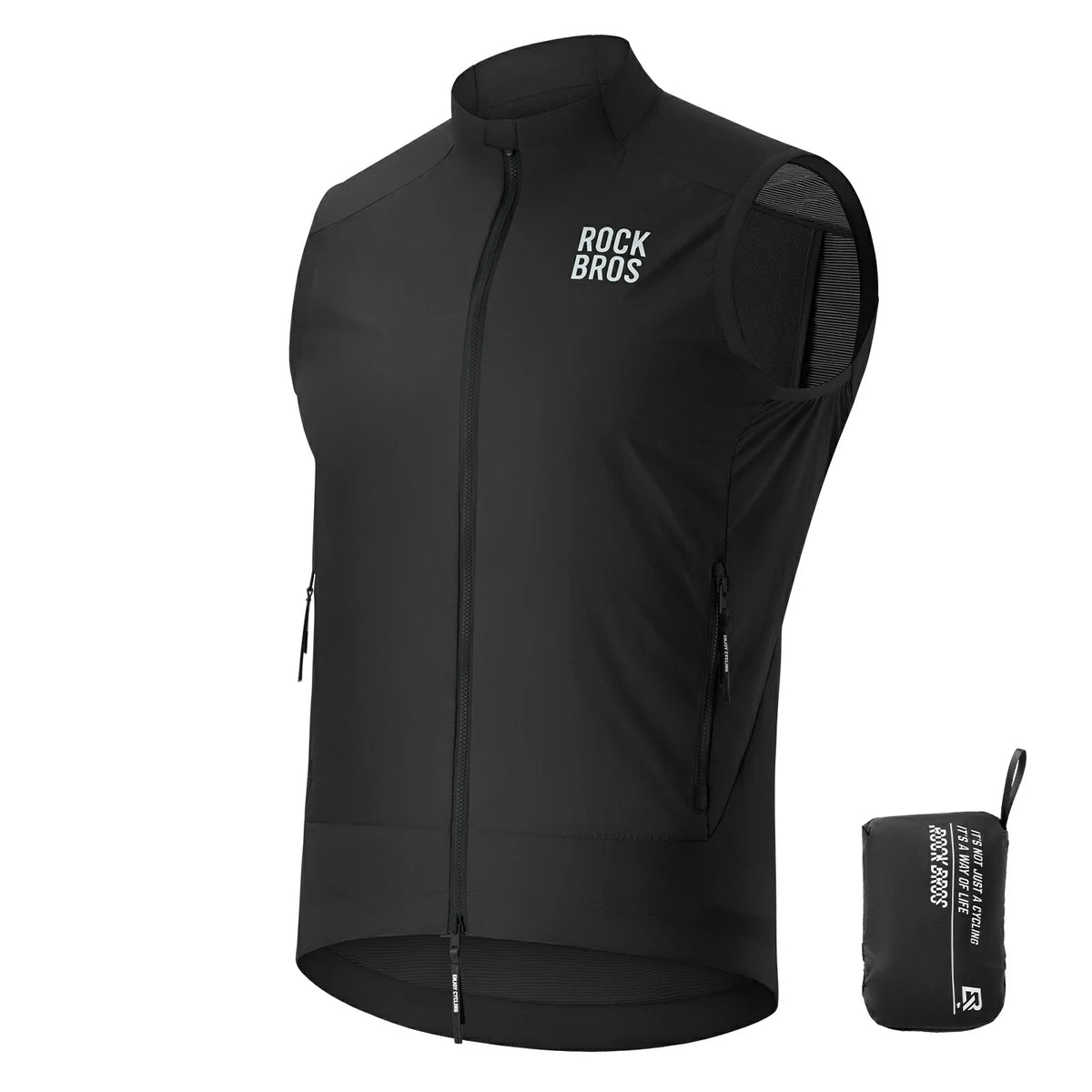 ROCKBROS Chaleco de Ciclismo Cortaviento Ligero Transpirable de Secado Rápido, Plegable Chaleco de Bici