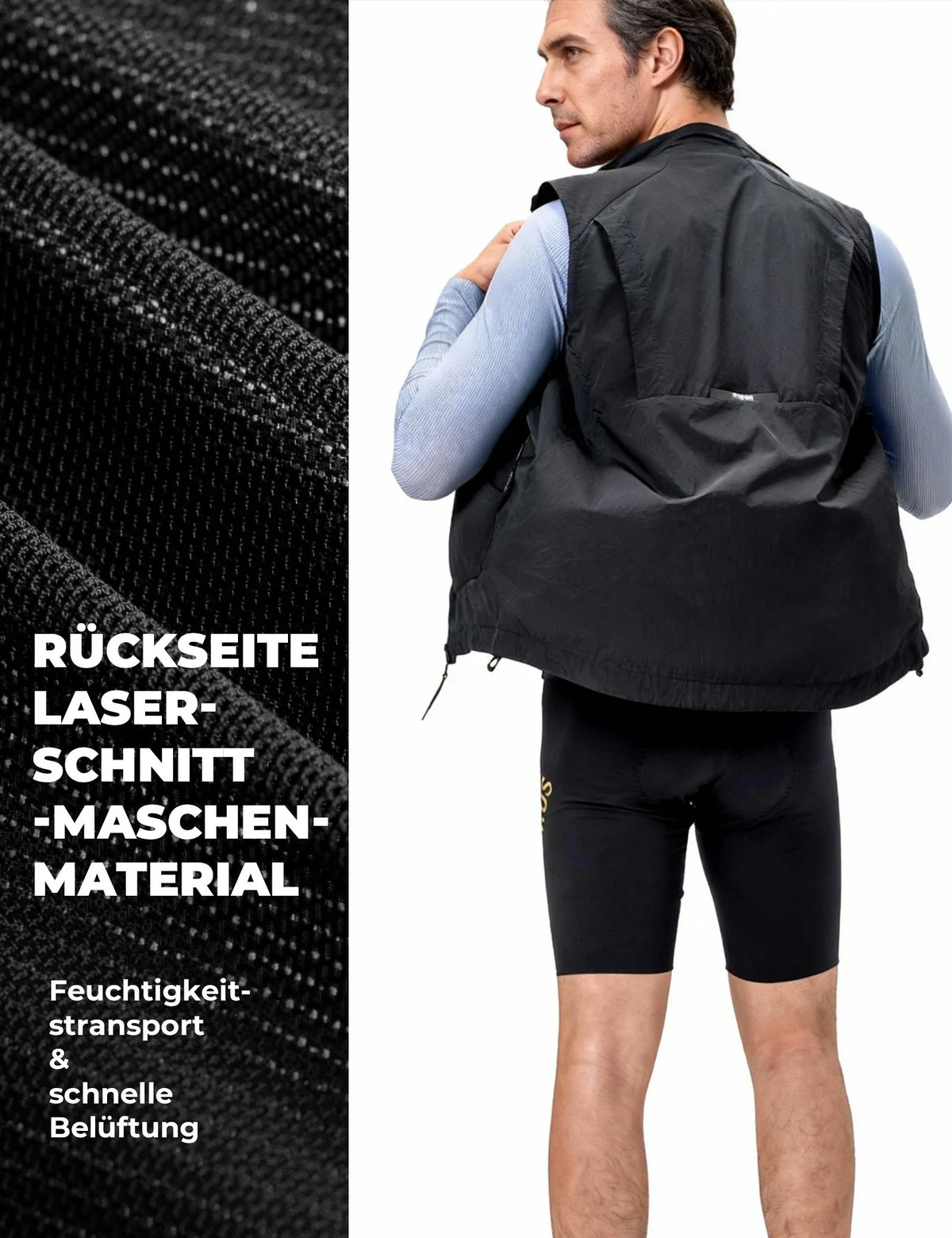 ROCKBROS Chaleco de Ciclismo Cortaviento Ligero Transpirable de Secado Rápido, Plegable Chaleco de Bici