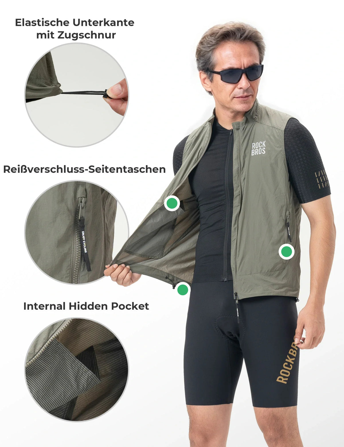 ROCKBROS Chaleco de Ciclismo Cortaviento Ligero Transpirable de Secado Rápido, Plegable Chaleco de Bici