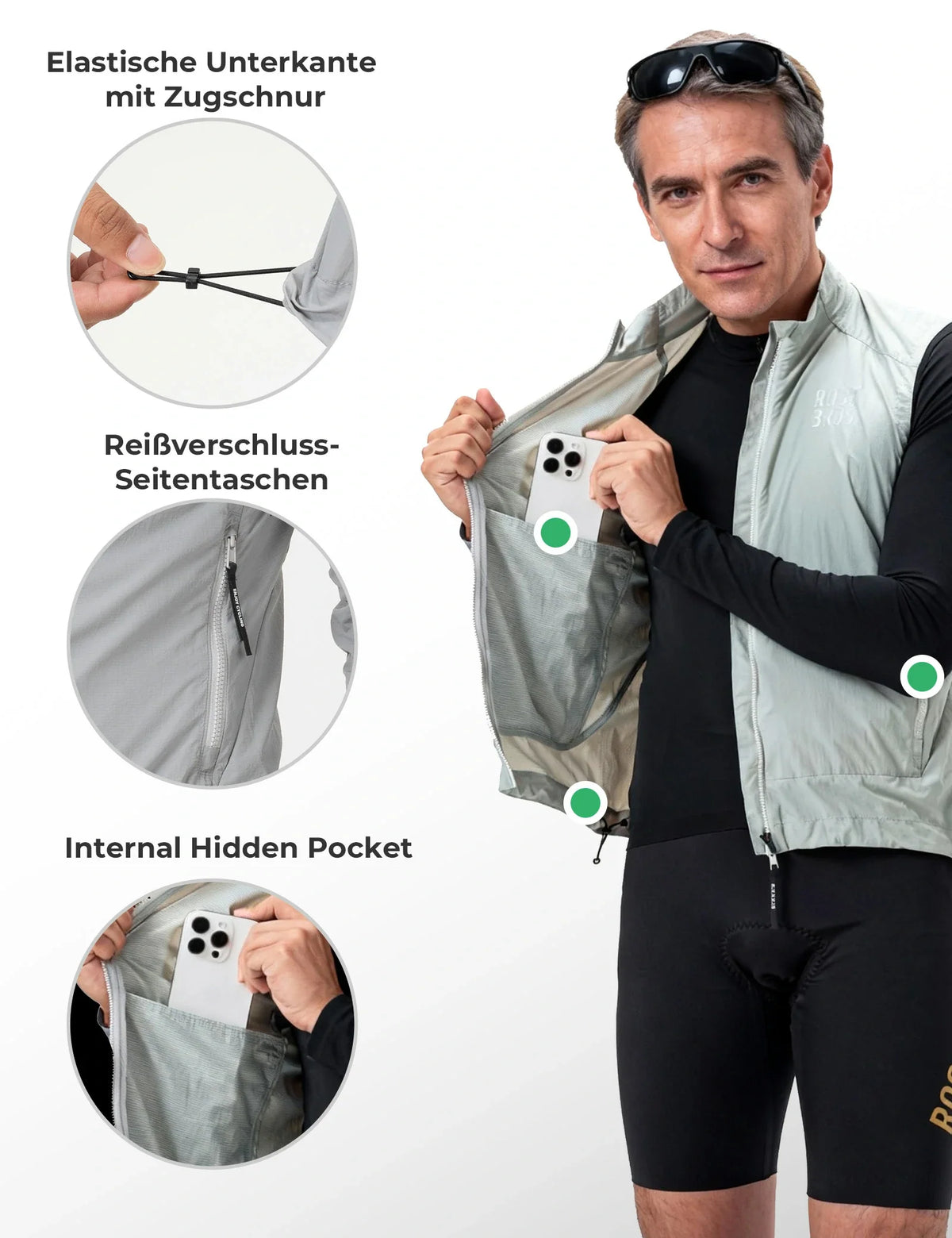 ROCKBROS Chaleco de Ciclismo Cortaviento Ligero Transpirable de Secado Rápido, Plegable Chaleco de Bici