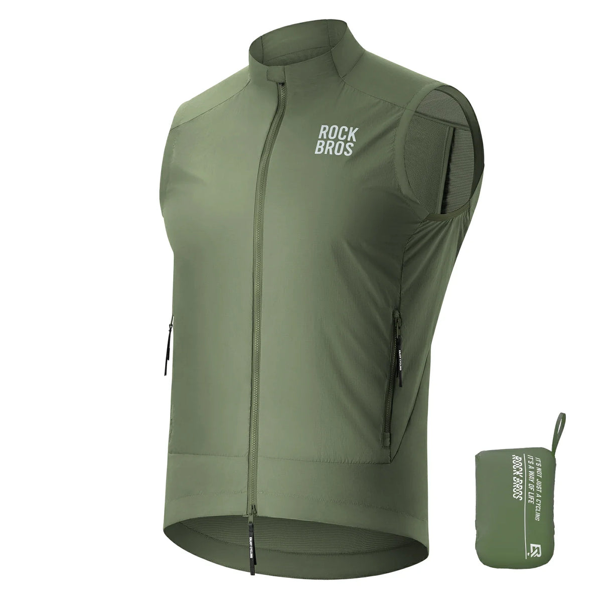 ROCKBROS Chaleco de Ciclismo Cortaviento Ligero Transpirable de Secado Rápido, Plegable Chaleco de Bici