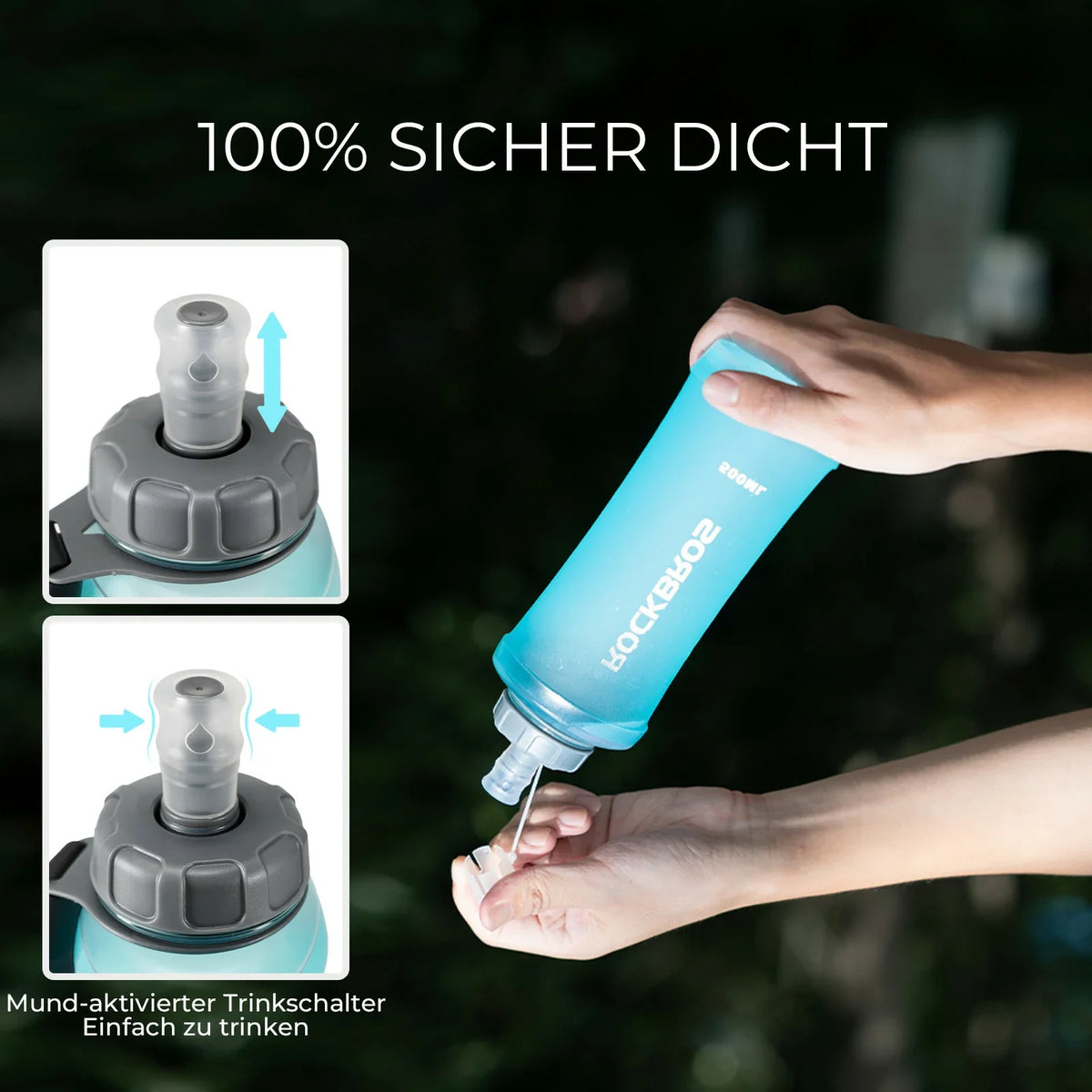 ROCKBROS Botella de agua plegable para bicicleta, ligera, libre de BPA