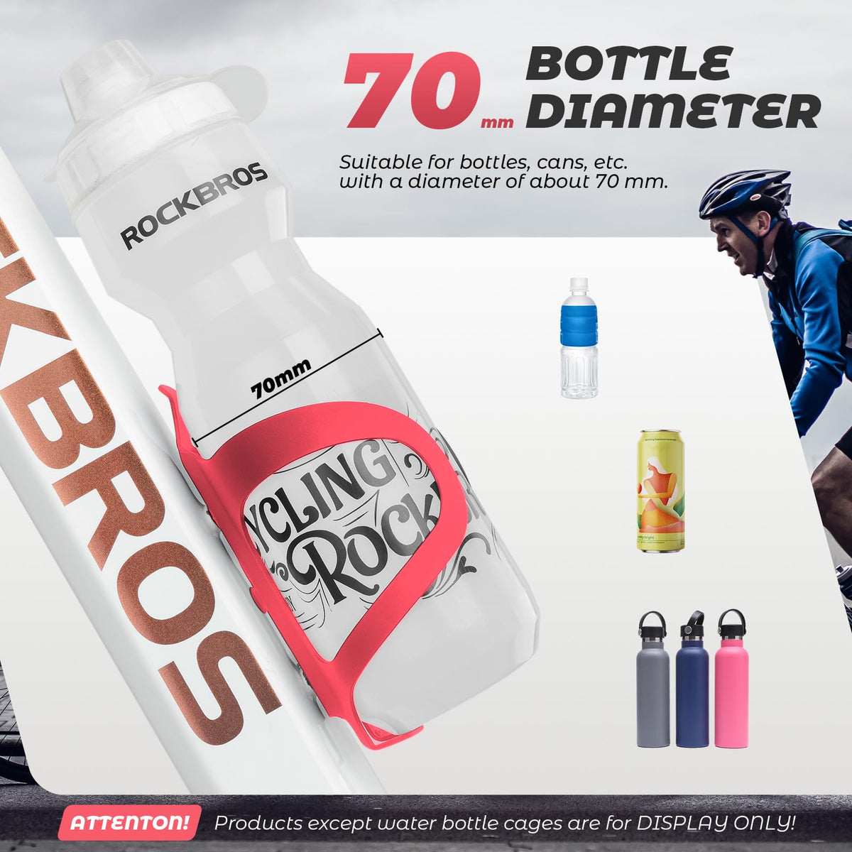 ROCKBROS Portabidones para Bicicleta Porta Botellas de Aleación de Aluminio Ligero