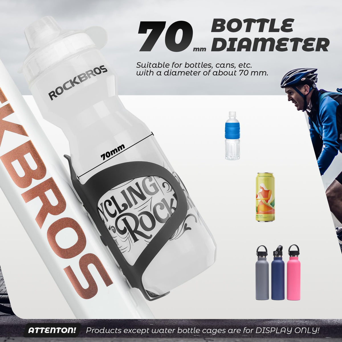 ROCKBROS Portabidones para Bicicleta Porta Botellas de Aleación de Aluminio Ligero