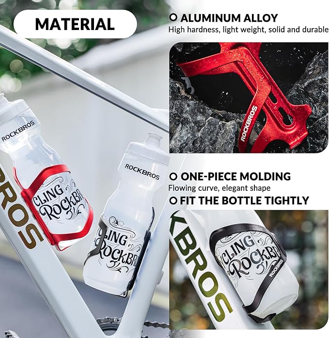 ROCKBROS Portabidones para Bicicleta Soporte para Botellas Portabidón de Aleación de Aluminio aprox. 40g