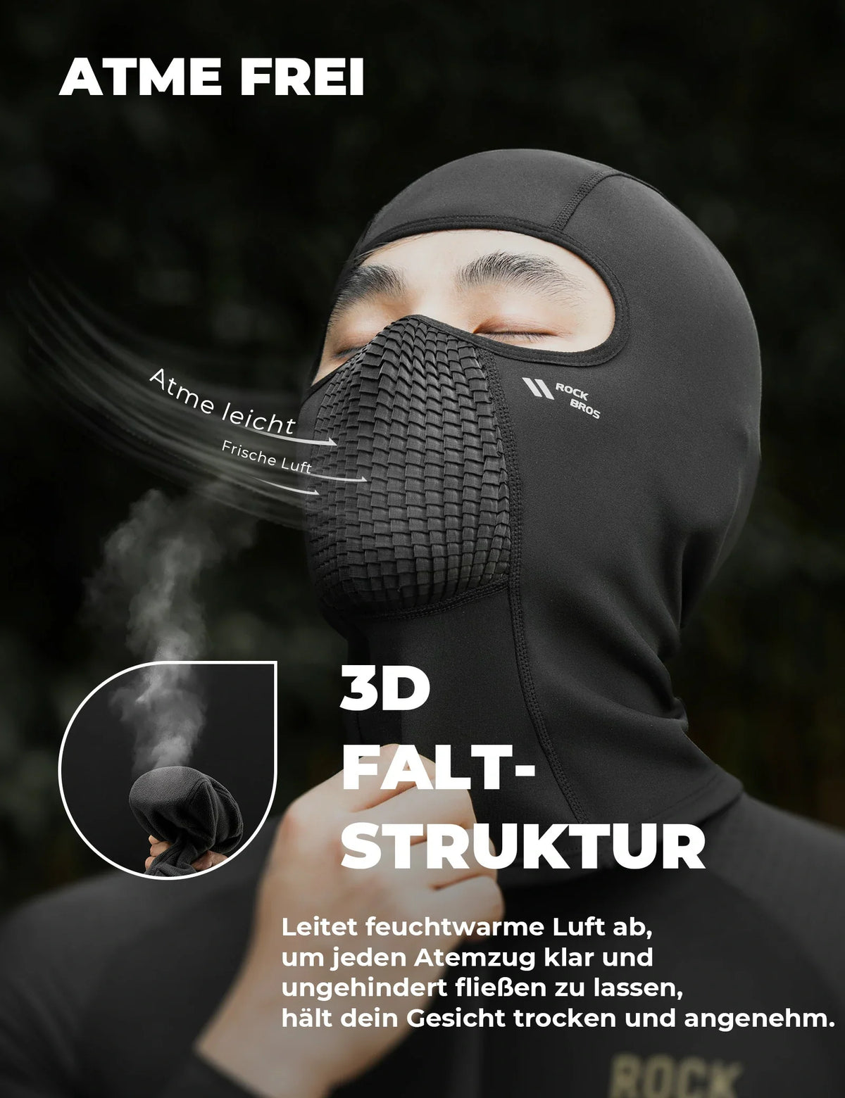 ROCKBROS Pasamontañas de Fleece Invierno Balaclava Transpirable Máscara de Esquí
