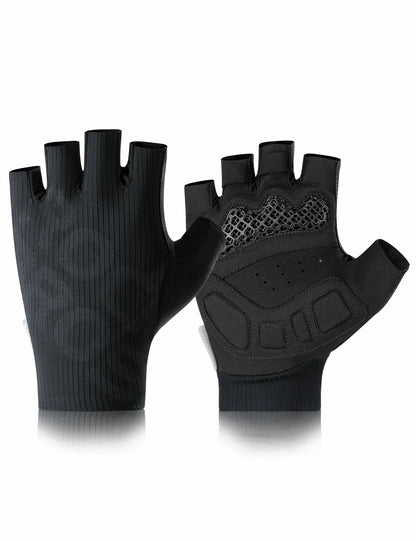 ROCKBROS Guantes de bicicleta de media finger Verano Elásticos y Transpirables, con Antideslizante y Acolchado de Amortiguación