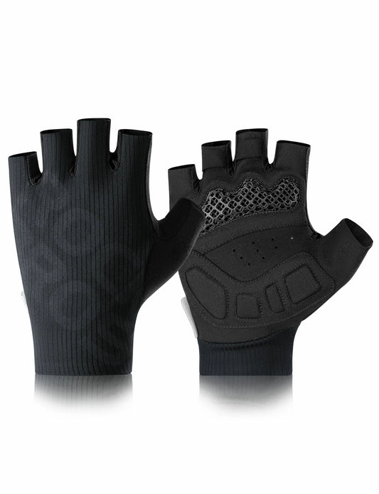 ROCKBROS Guantes de bicicleta de media finger Verano Elásticos y Transpirables, con Antideslizante y Acolchado de Amortiguación