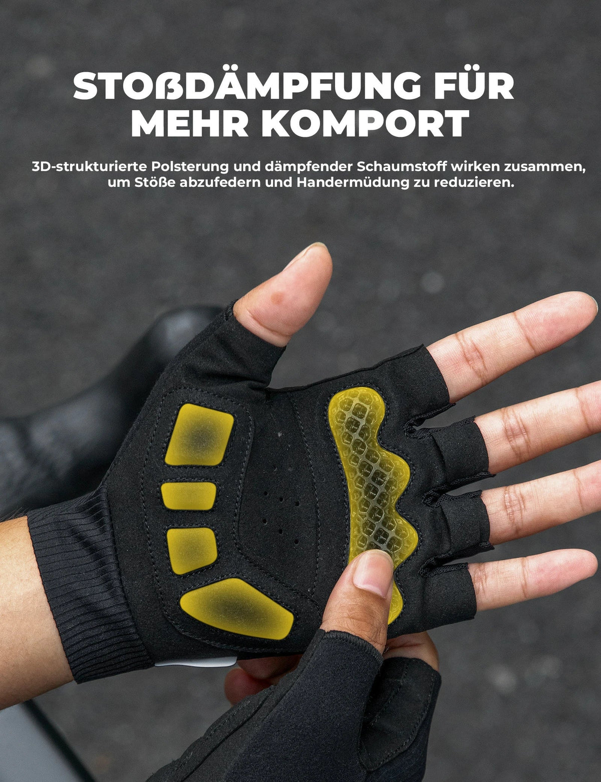 ROCKBROS Guantes de bicicleta de media finger Verano Elásticos y Transpirables, con Antideslizante y Acolchado de Amortiguación