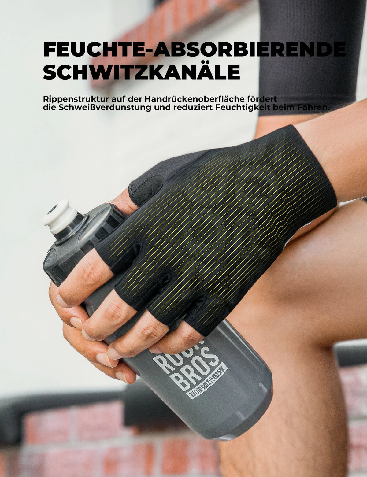 ROCKBROS Guantes de bicicleta de media finger Verano Elásticos y Transpirables, con Antideslizante y Acolchado de Amortiguación