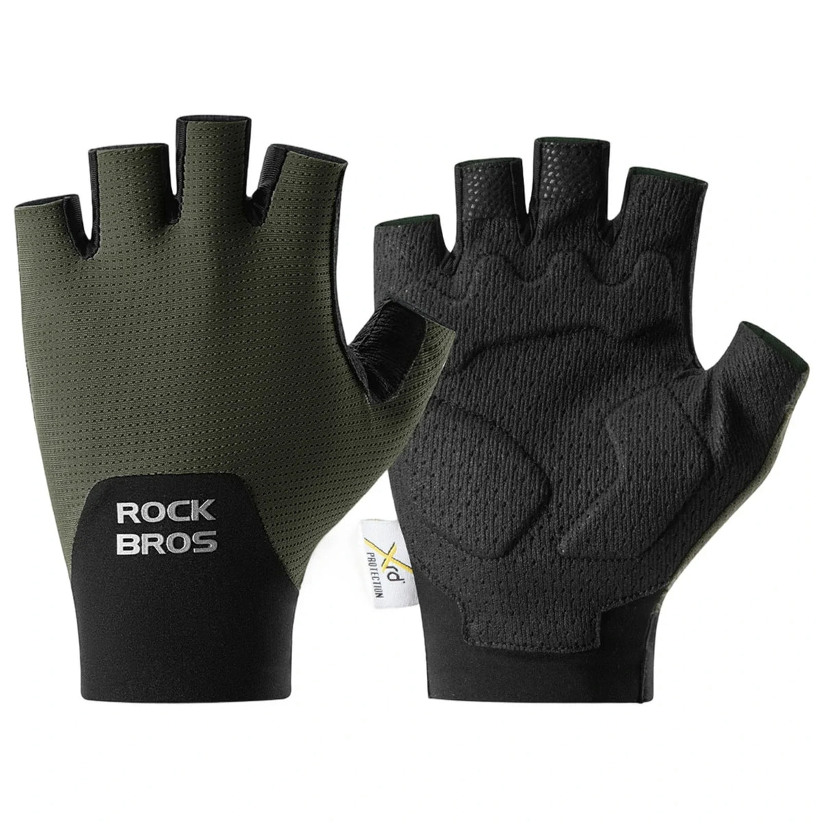 ROCKBROS Guantes de bicicleta de media dedo con acolchado PORON XRD