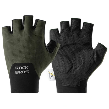 ROCKBROS Guantes de bicicleta de media dedo con acolchado PORON XRD