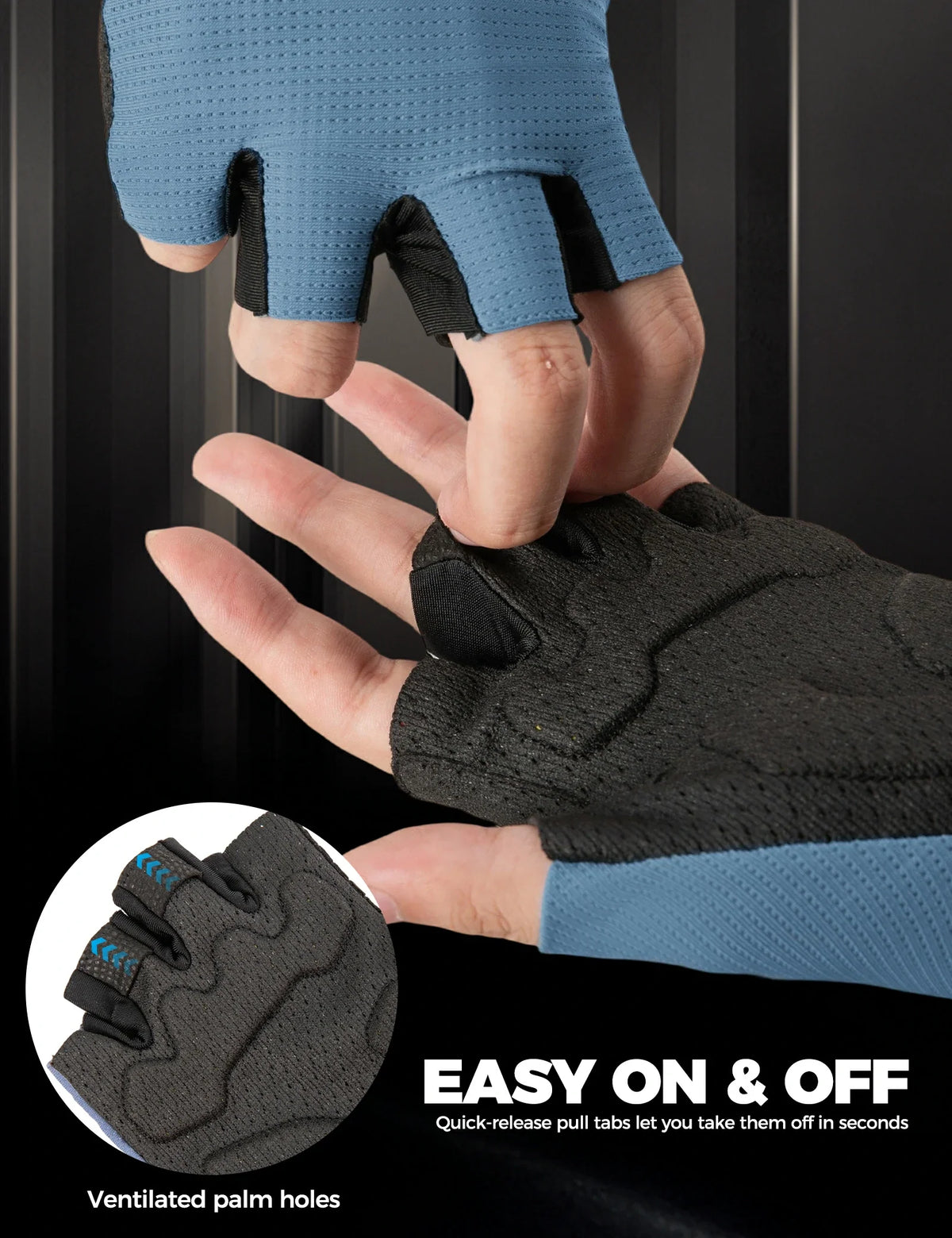 ROCKBROS Guantes de bicicleta de media dedo con acolchado PORON XRD