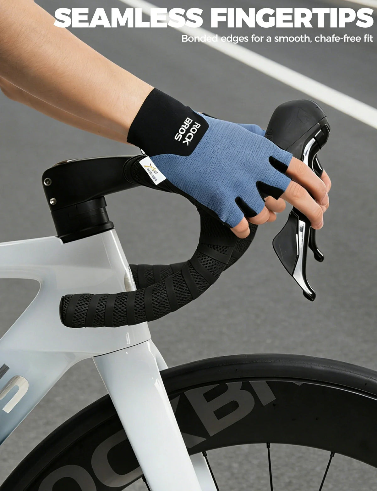 ROCKBROS Guantes de bicicleta de media dedo con acolchado PORON XRD
