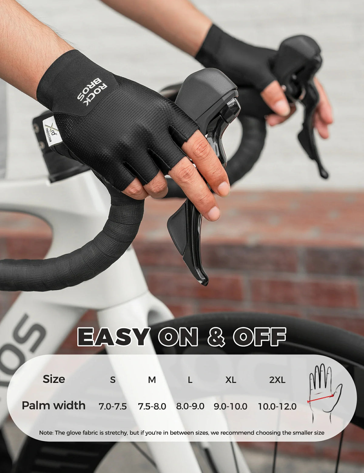 ROCKBROS Guantes de bicicleta de media dedo con acolchado PORON XRD