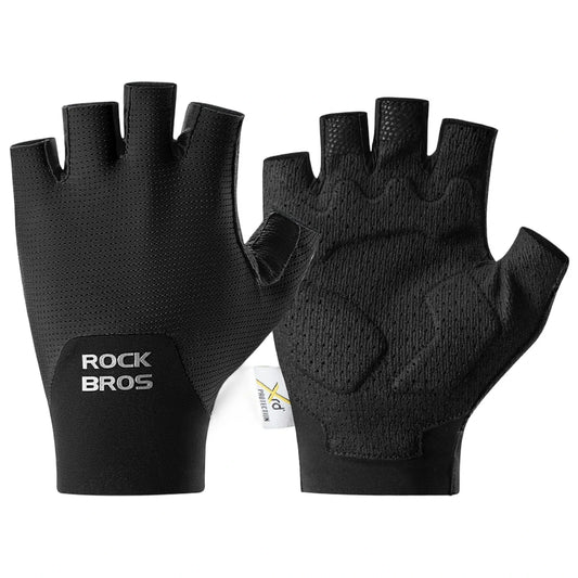 ROCKBROS Guantes de bicicleta de media dedo con acolchado PORON XRD