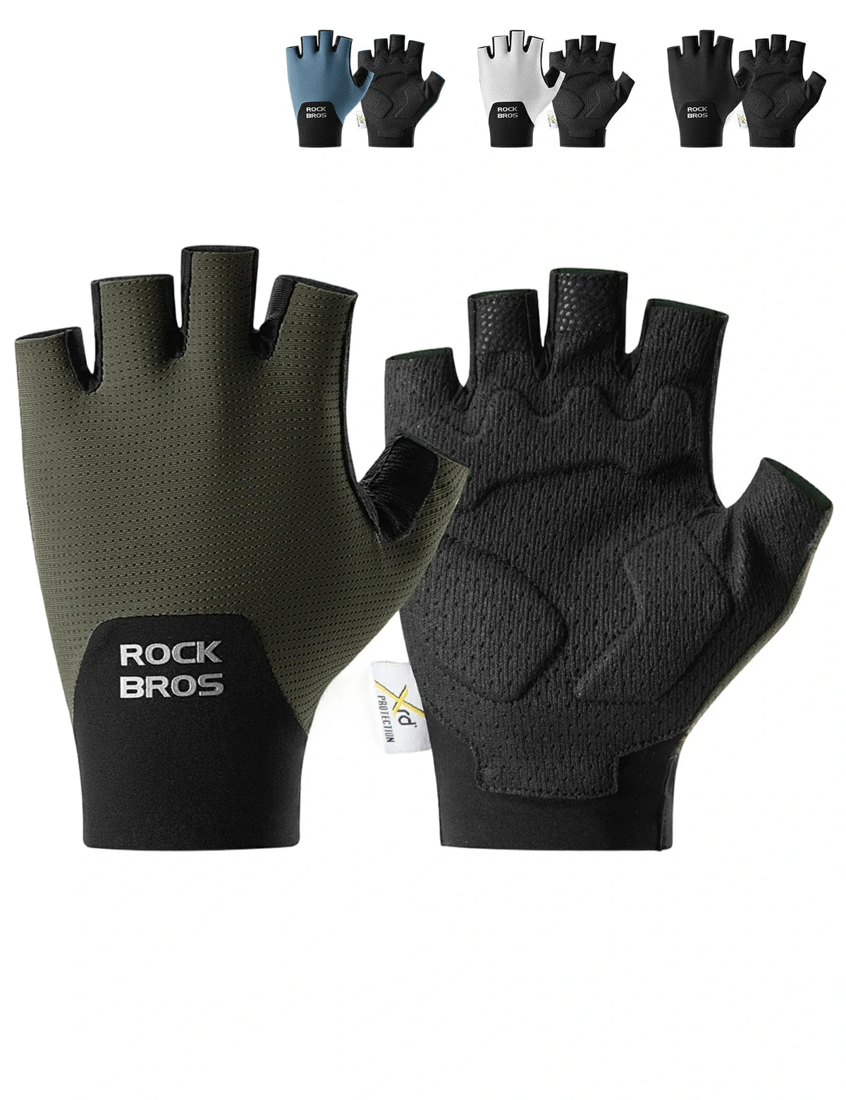 ROCKBROS Guantes de bicicleta de media dedo con acolchado PORON XRD