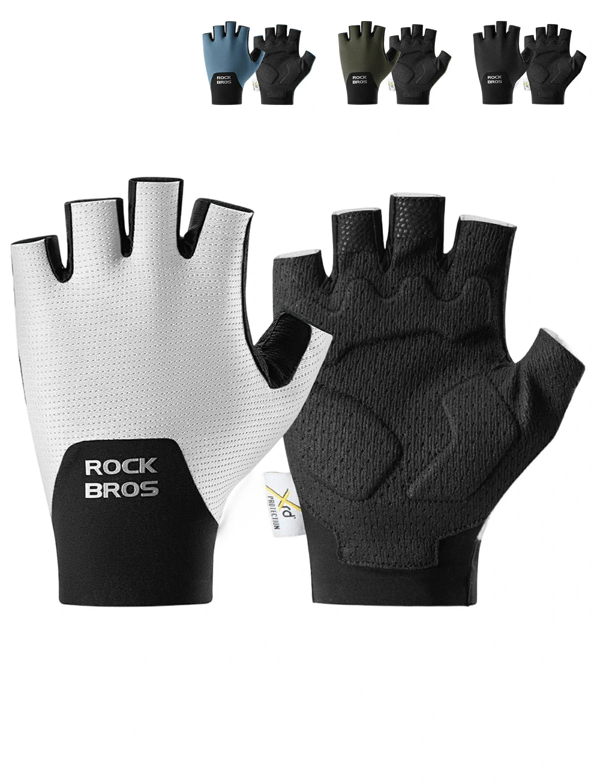ROCKBROS Guantes de bicicleta de media dedo con acolchado PORON XRD