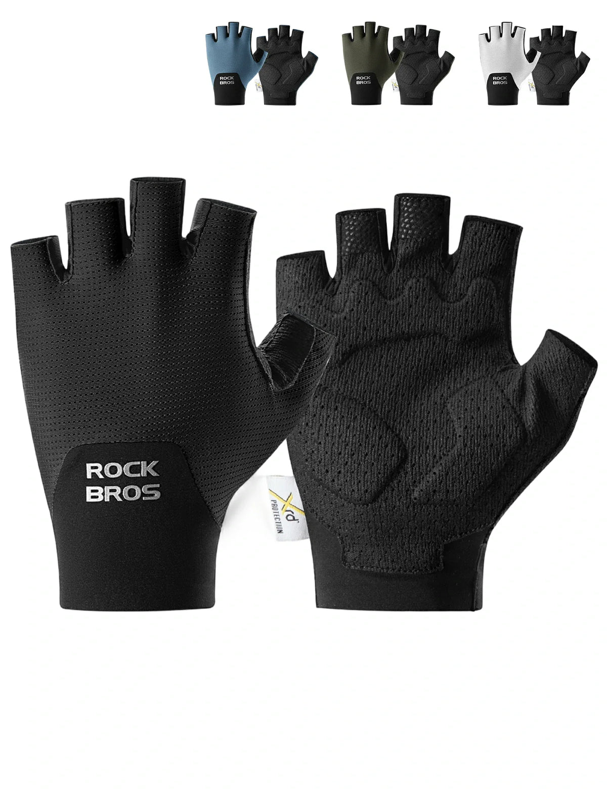 ROCKBROS Guantes de bicicleta de media dedo con acolchado PORON XRD