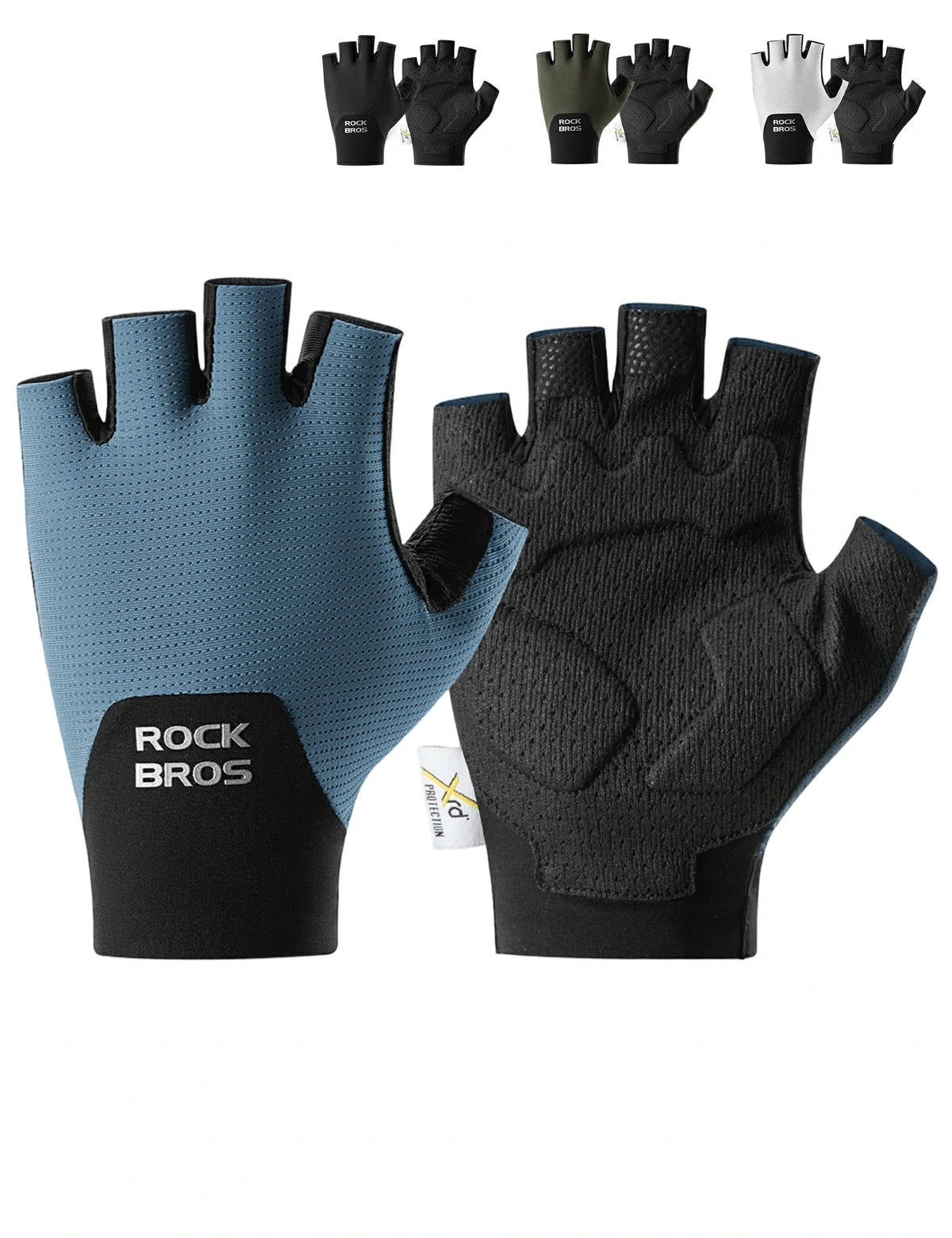 ROCKBROS Guantes de bicicleta de media dedo con acolchado PORON XRD
