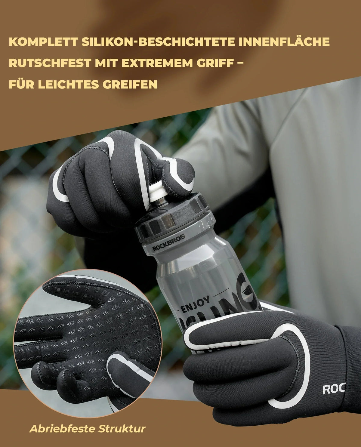 ROCKBROS Guantes de Ciclismo de Invierno, Impermeables y Cortaviento S365