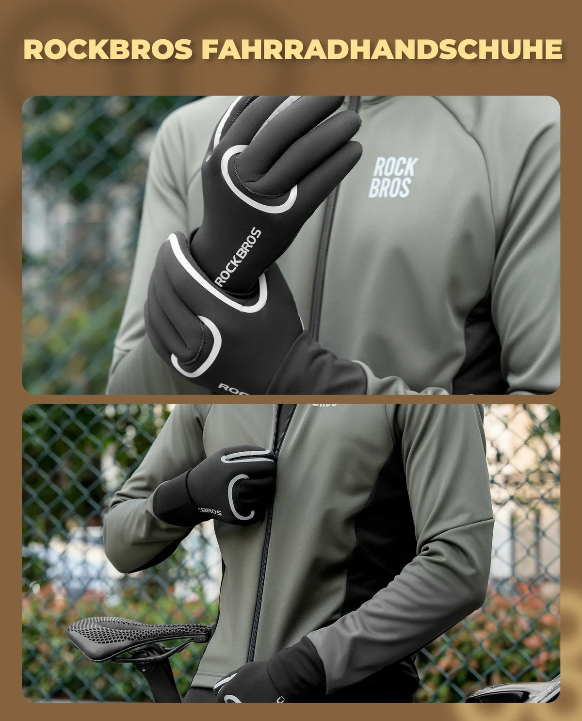 ROCKBROS Guantes de Ciclismo de Invierno, Impermeables y Cortaviento S365