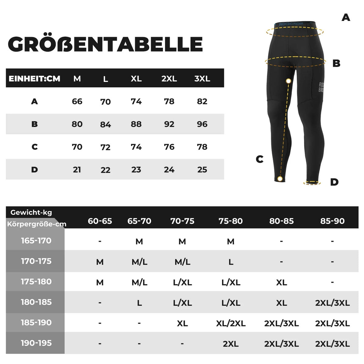 ROCKBROS Pantalón cortado de ciclismo para hombre - Corte ergonómico 3D, 6H+