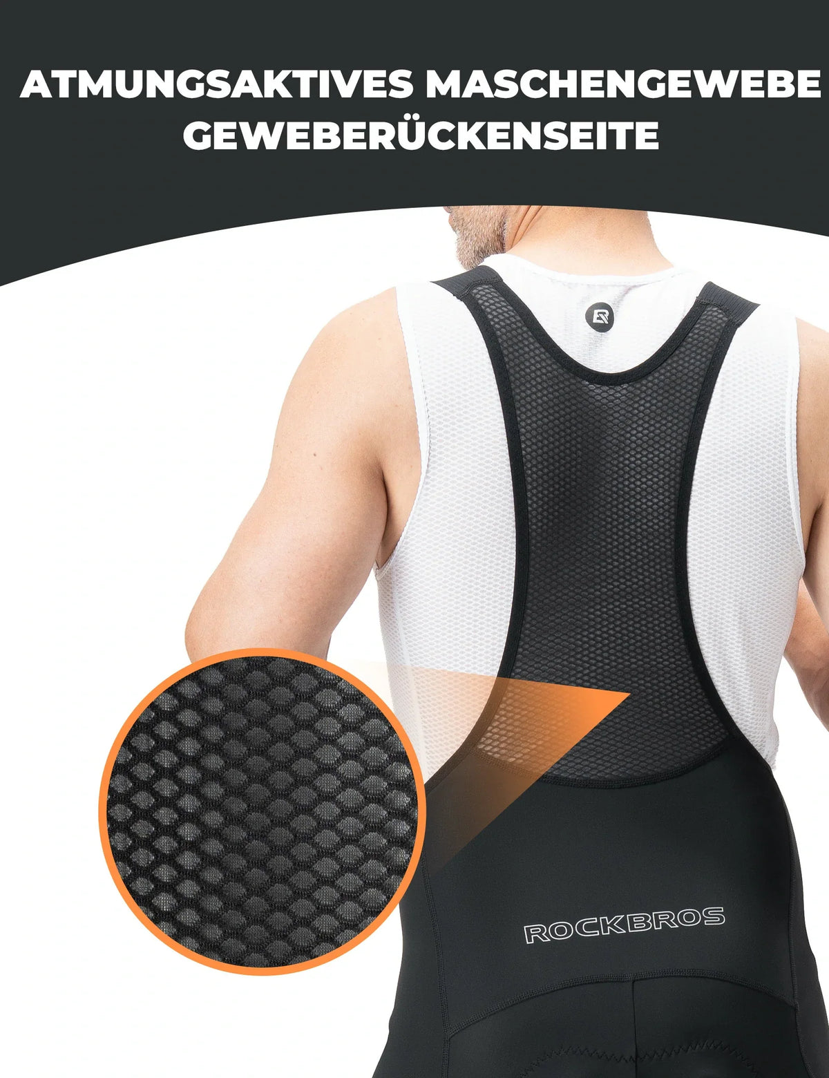 ROCKBROS Pantalón de ciclismo para hombre con tirantes - Muy elástico, transpirable con bandas reflectantes