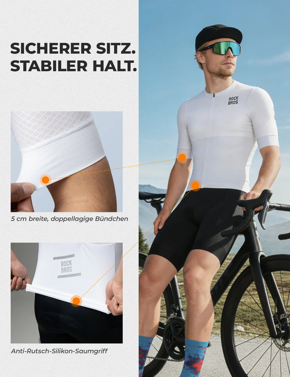 ROCKBROS Maillot de Ciclismo de Manga Corta para Hombre