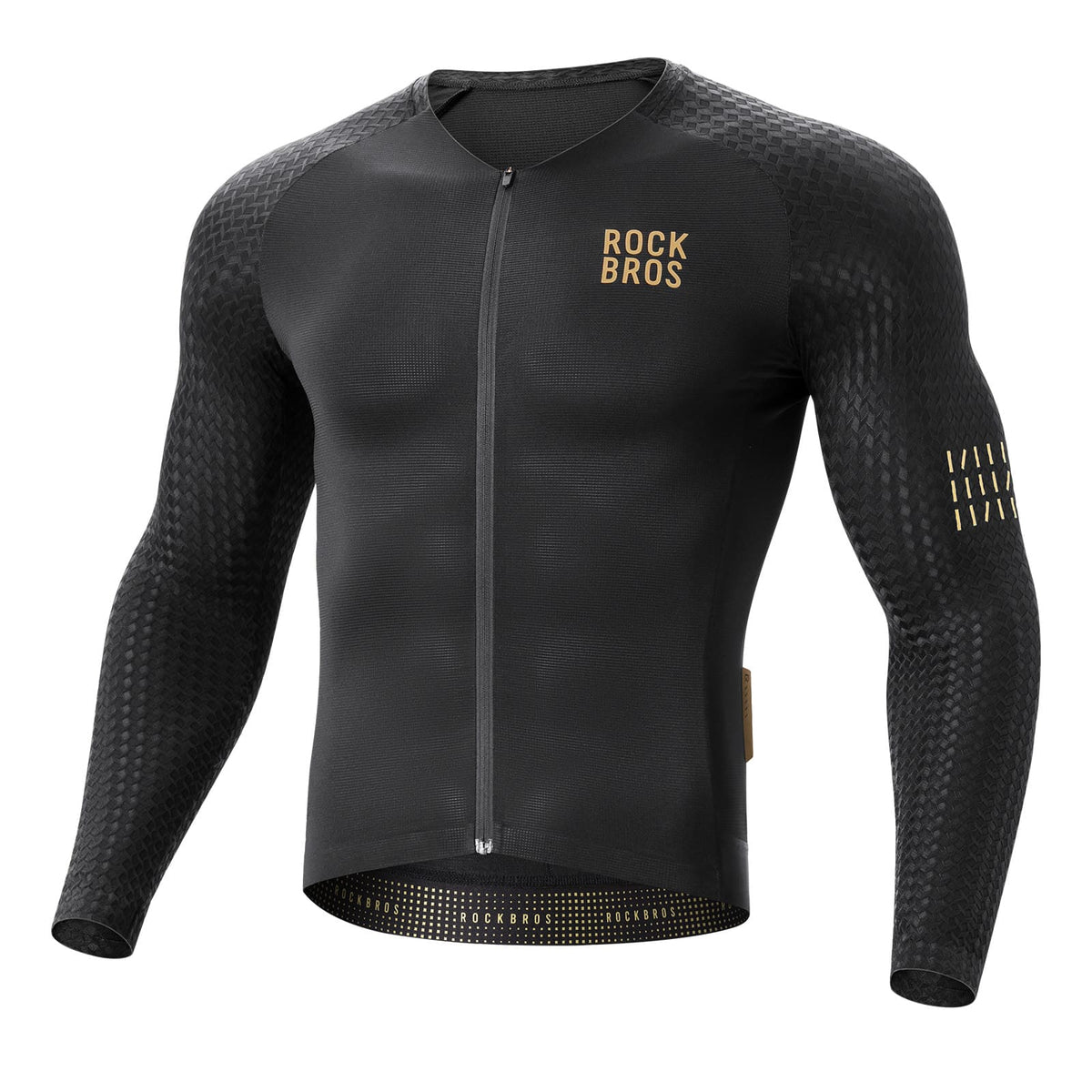 ROCKBROS Camiseta de ciclismo de manga larga para hombre Transpirable Reflectante con corte 3D