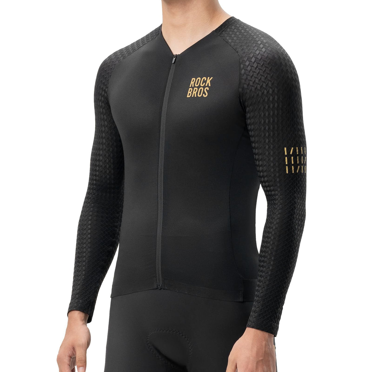 ROCKBROS Camiseta de ciclismo de manga larga para hombre Transpirable Reflectante con corte 3D