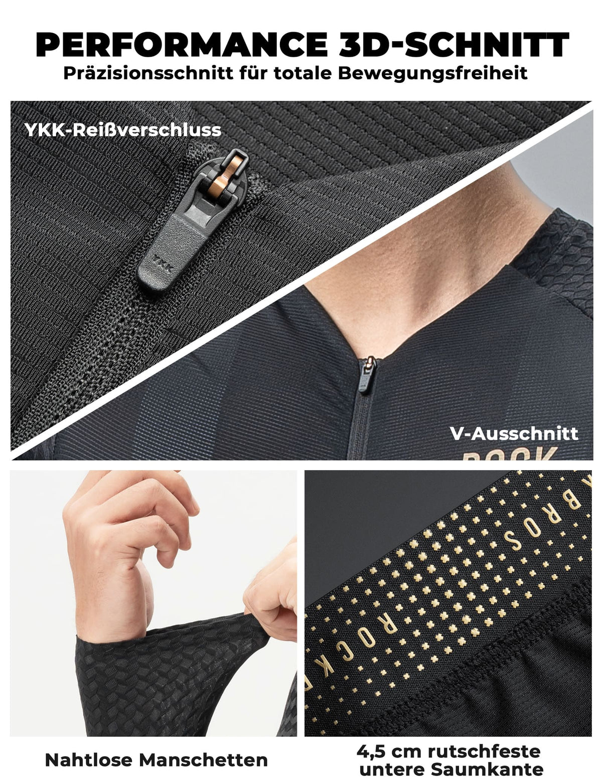 ROCKBROS Camiseta de ciclismo de manga larga para hombre Transpirable Reflectante con corte 3D