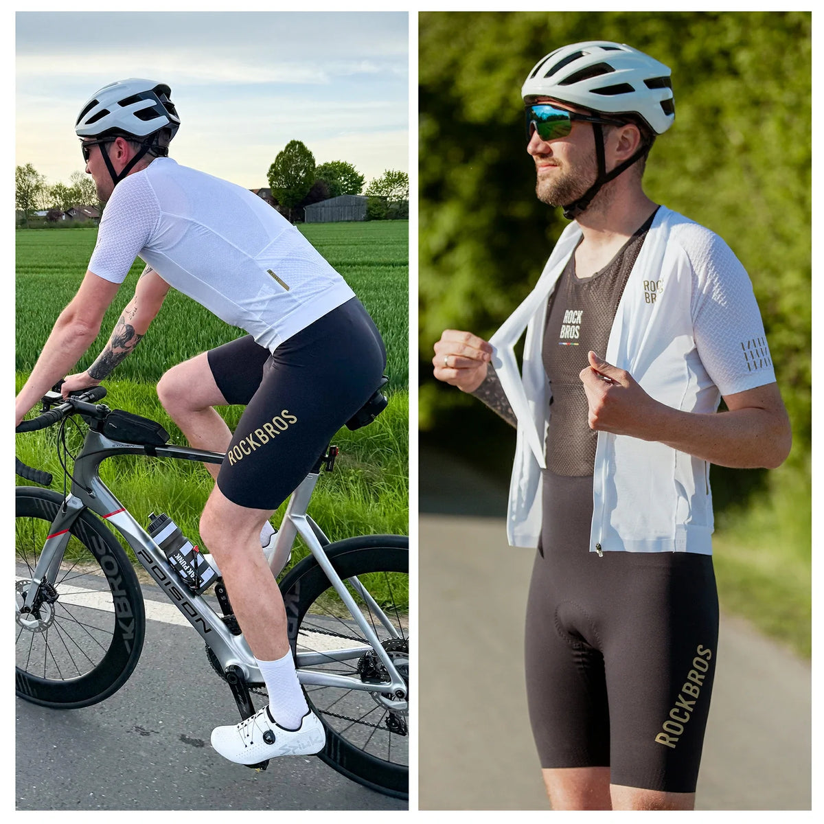 ROCKBROS Culote de ciclismo para hombre con tirantes Acolchado, Culote corto de ciclismo, Transpirable de secado rápido