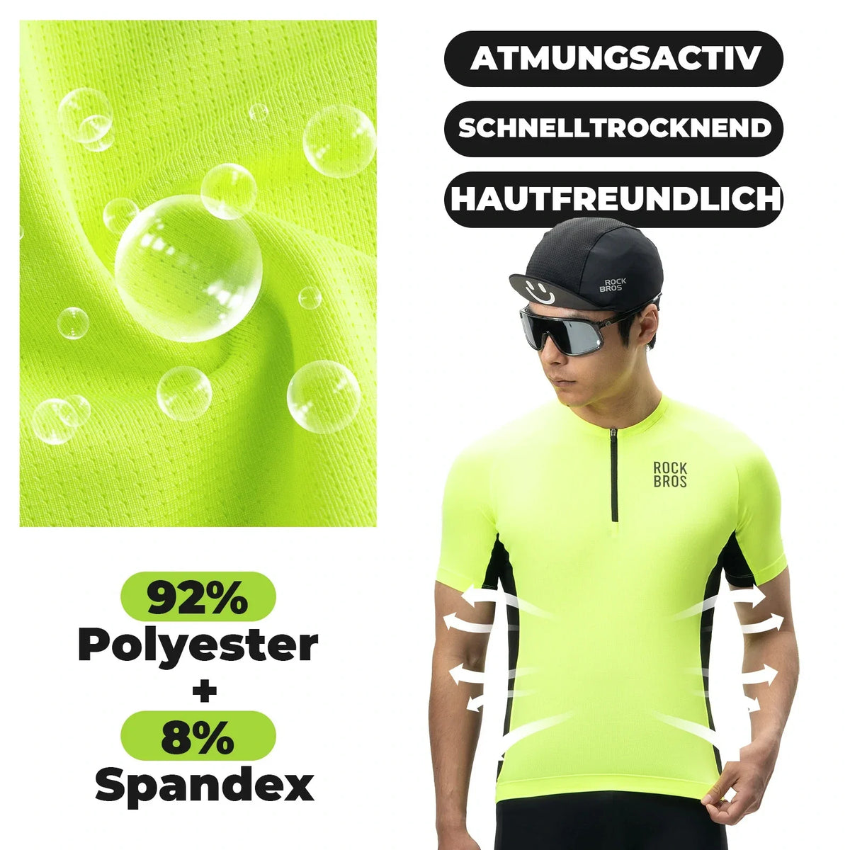ROCKBROS Maillot de ciclismo para hombre de manga corta, transpirable