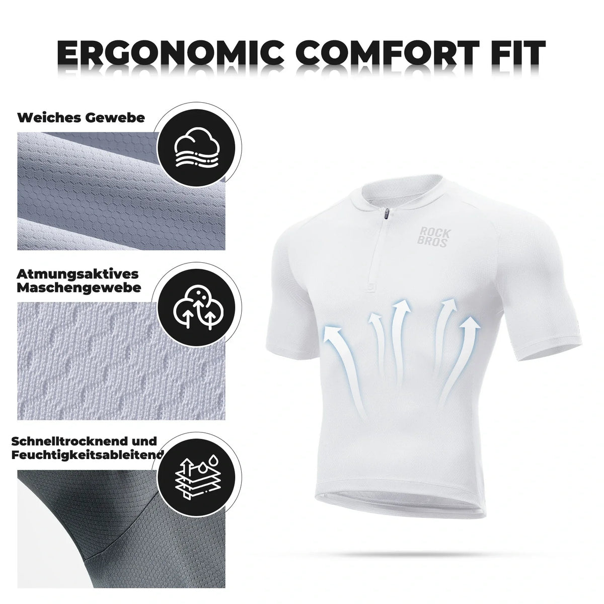 ROCKBROS Maillot de ciclismo hombre manga corta camiseta de ciclismo transpirable de secado rápido