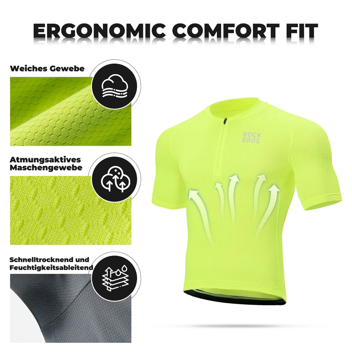 ROCKBROS Maillot de ciclismo hombre manga corta camiseta de ciclismo transpirable de secado rápido
