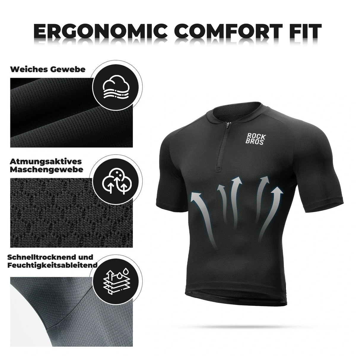 ROCKBROS Maillot de ciclismo hombre manga corta camiseta de ciclismo transpirable de secado rápido