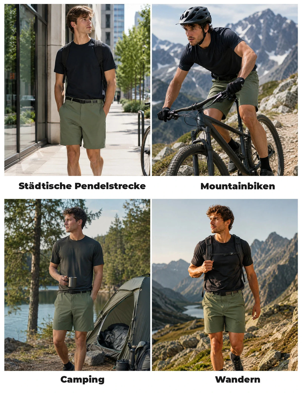 ROCKBROS Pantalones Cortos de Verano para Hombre Verde Militar